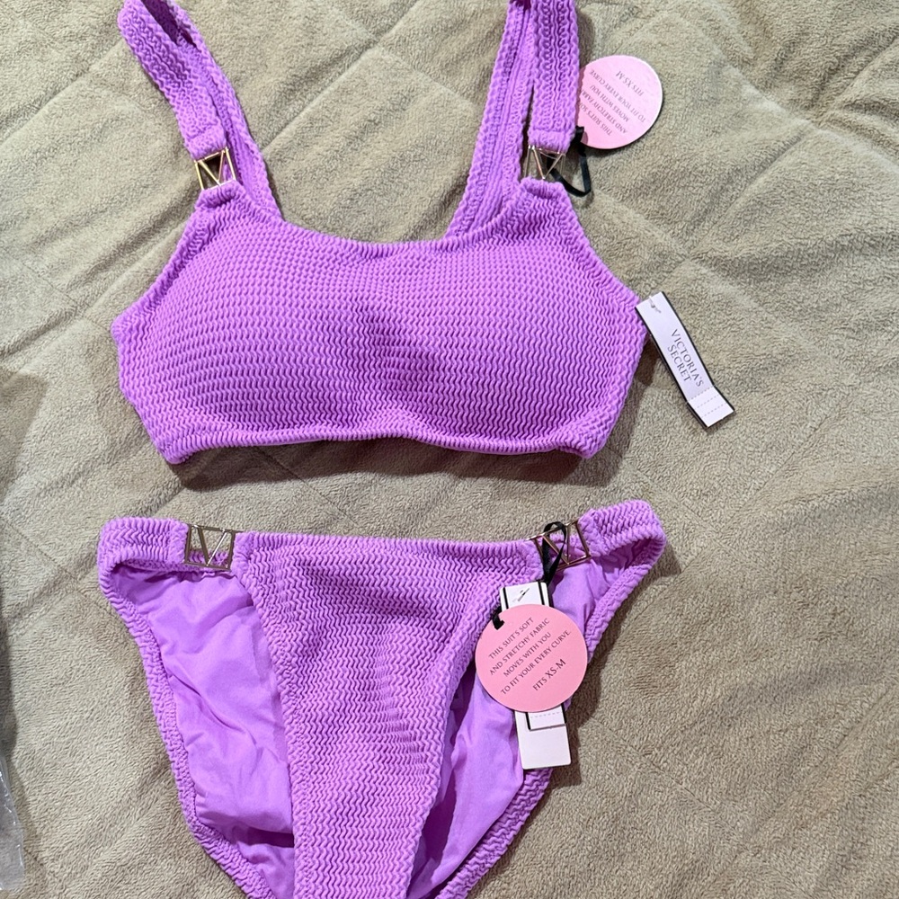 NWT VS Purple Textured Bikini Set